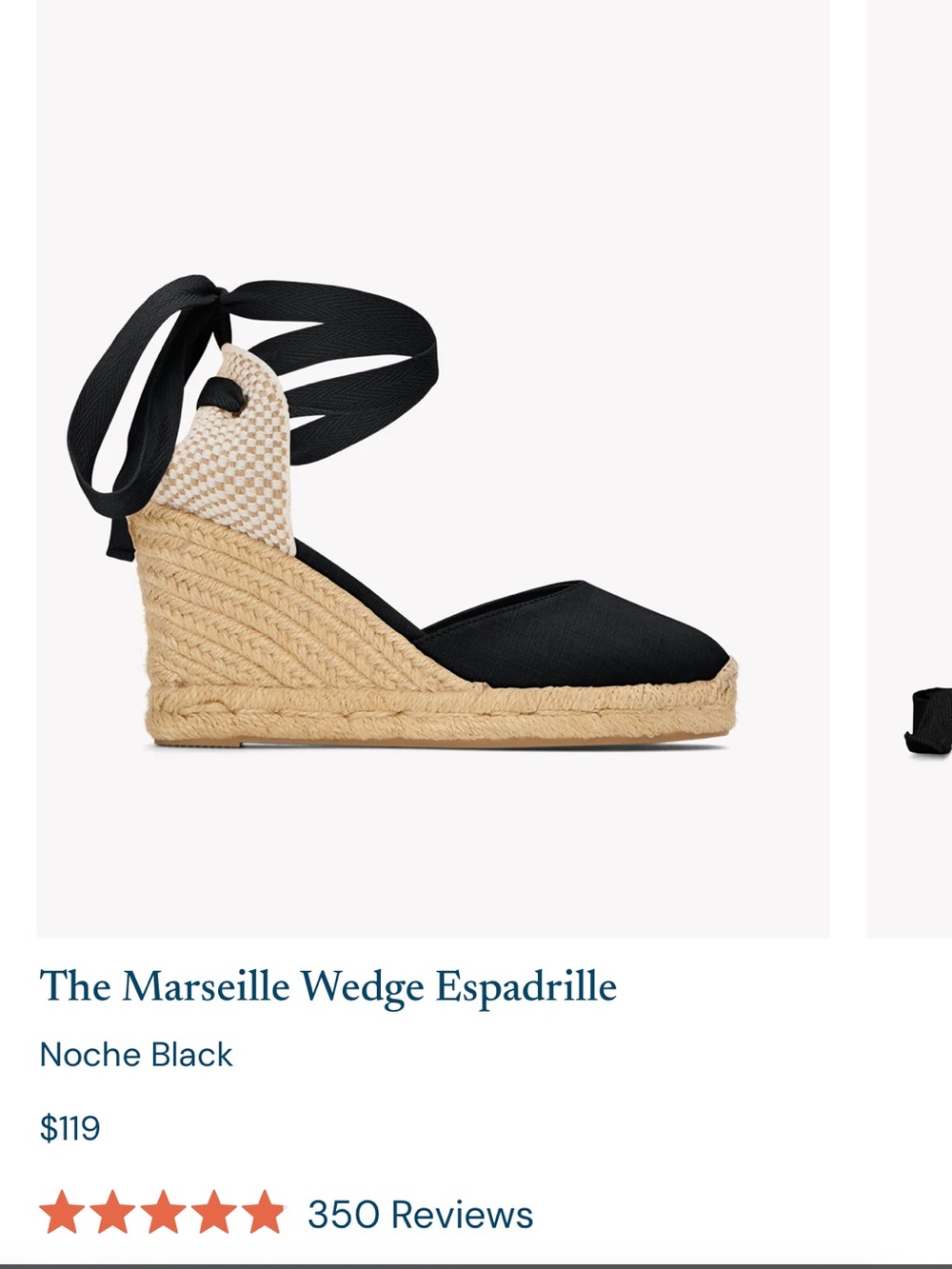 Soludos Black Ankle-Tie Wedge Espadrille